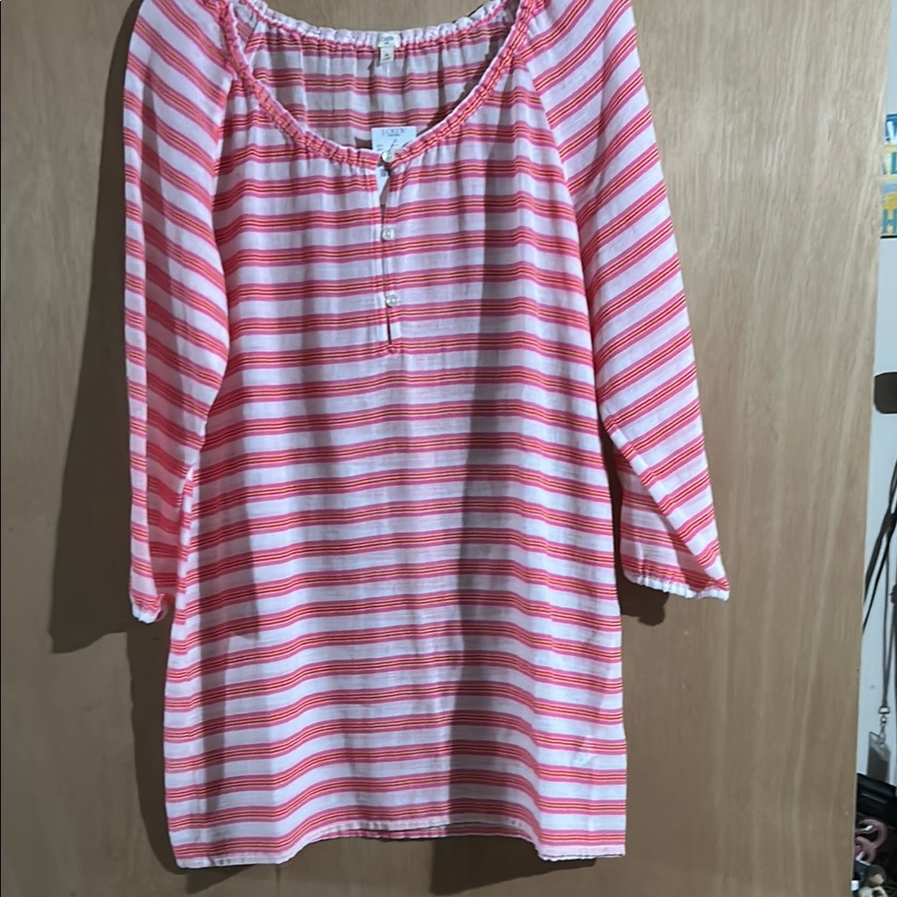 J. Crew Pink, White, and Orange Striped Top
